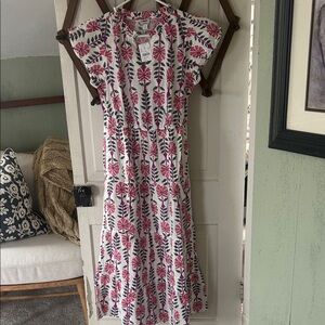 J. Crew Pink and White Floral Midi Dress